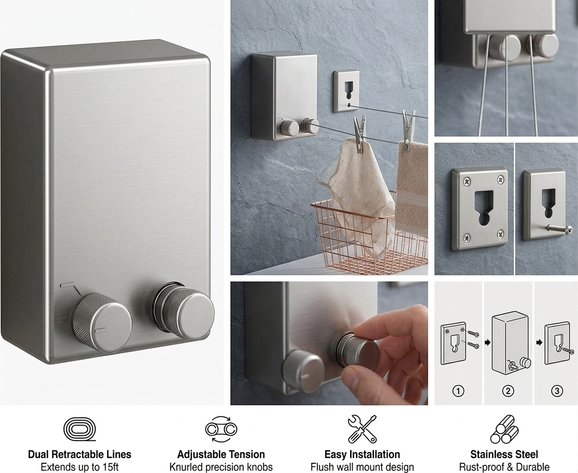 Retractable and Invisible Clothesline –