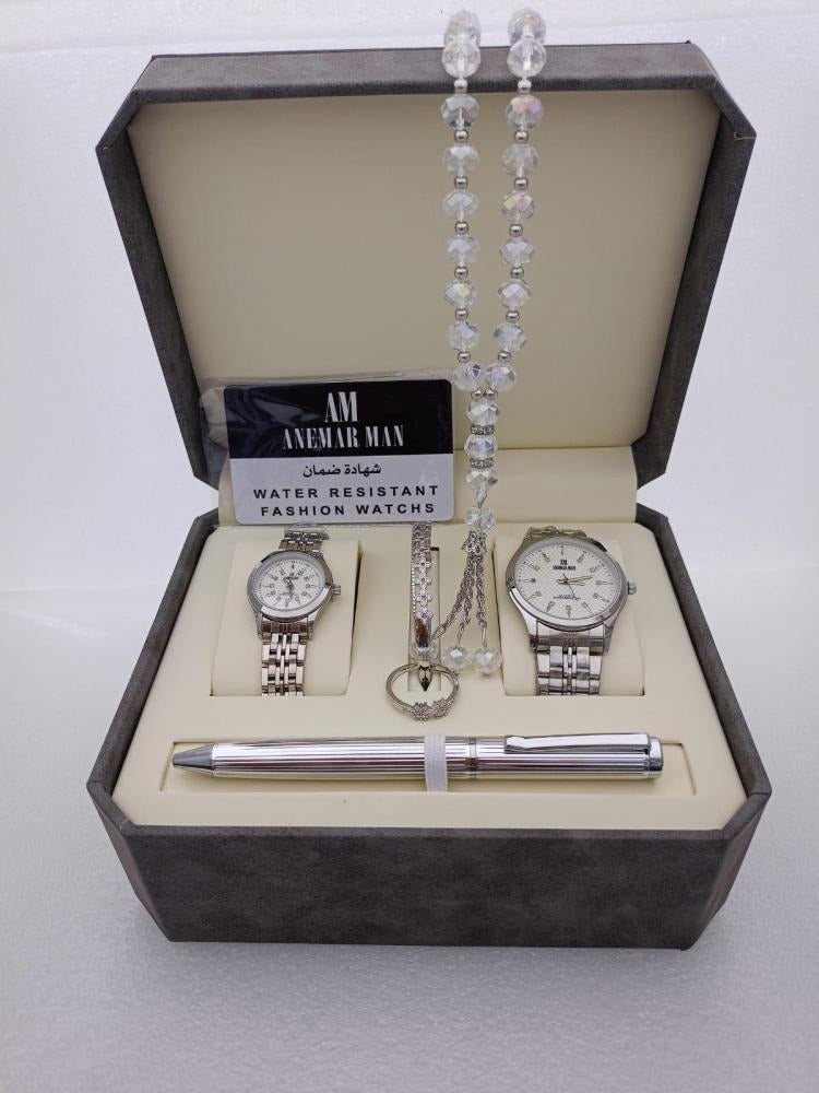 Mens Stainless Set: Watch, Rosary, Pen, & Cufflinks